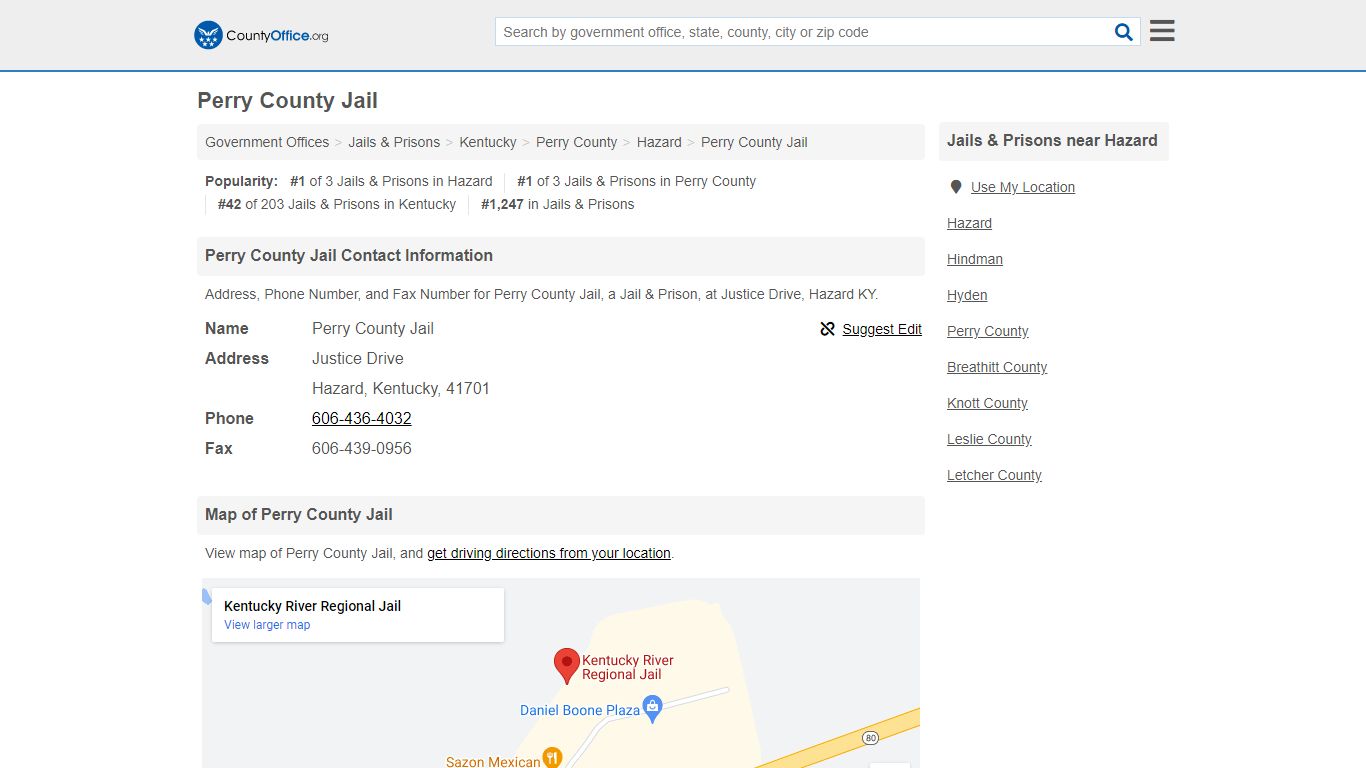 Perry County Jail - Hazard, KY (Address, Phone, and Fax)