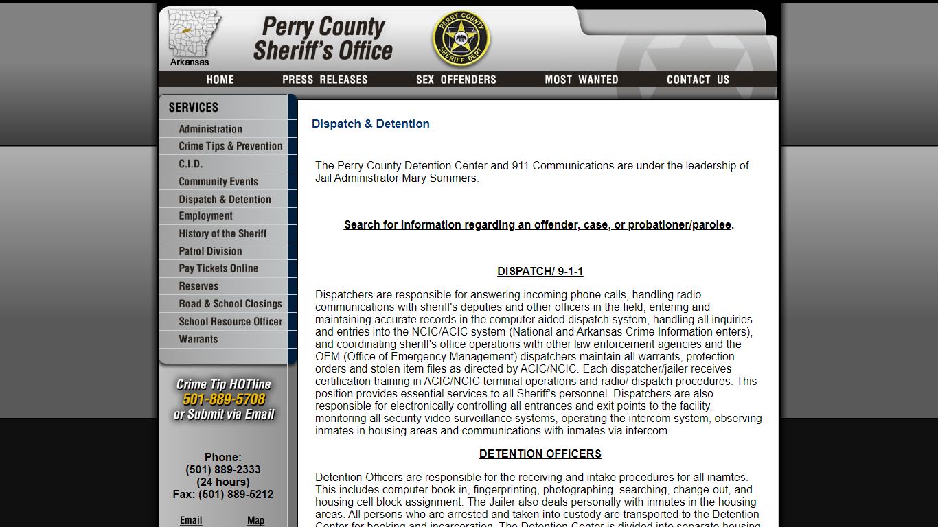 Dispatch & Detention - Perry County Sheriff AR